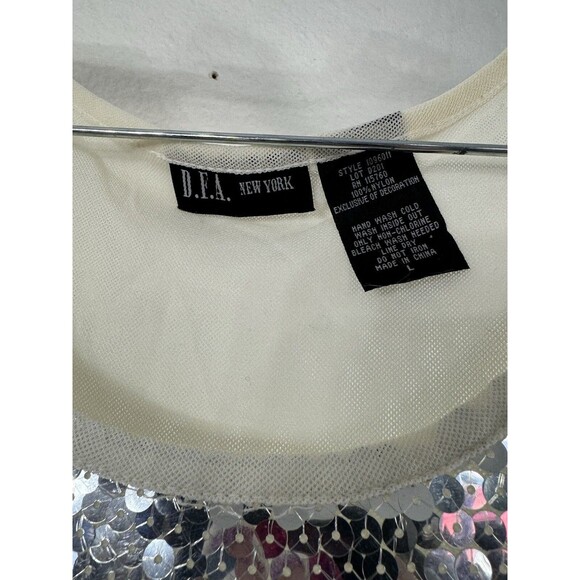 DFA New York Sleeveless Top Silver Sequin Women's Large Vintage Y2K - Picture 3 of 5